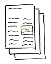 Cartoon of manuscript pages